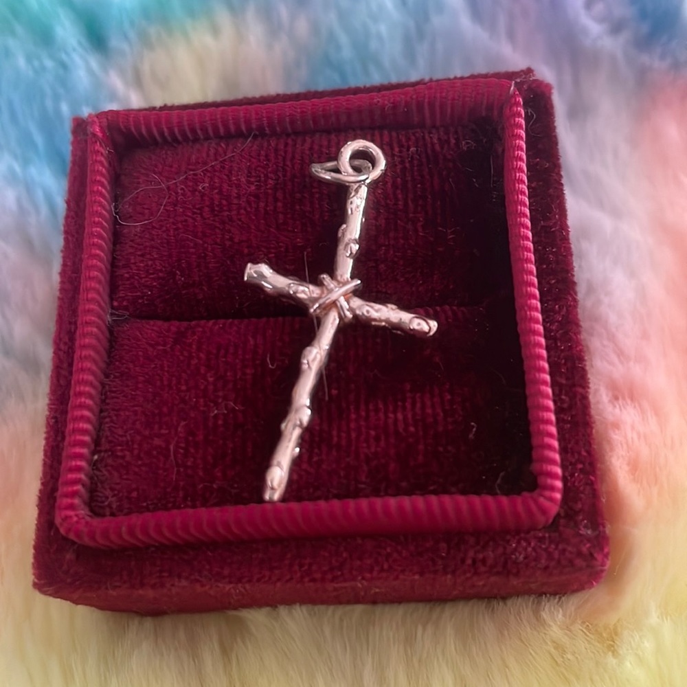 .925 Sterling Silver Unique Art Deco Cross Pendant